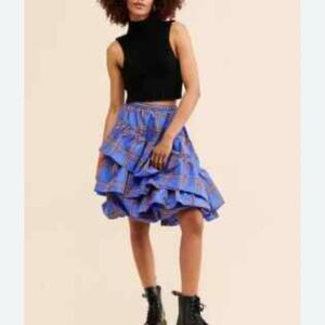 Blue Patterned Women's Skirt